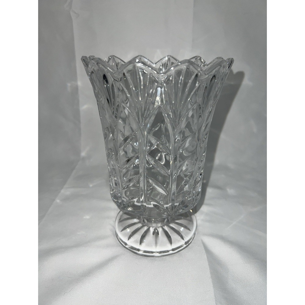 Fifth Avenue Crystal LTD Cut Glass 7 1/2" Footed Vase Poland